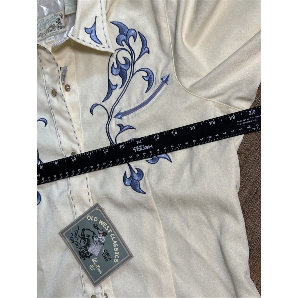 Vintage Roper Western Shirt Womens Medium White Flowers Rodeo Ranch Cowgirl 90s - Picture 4 of 9